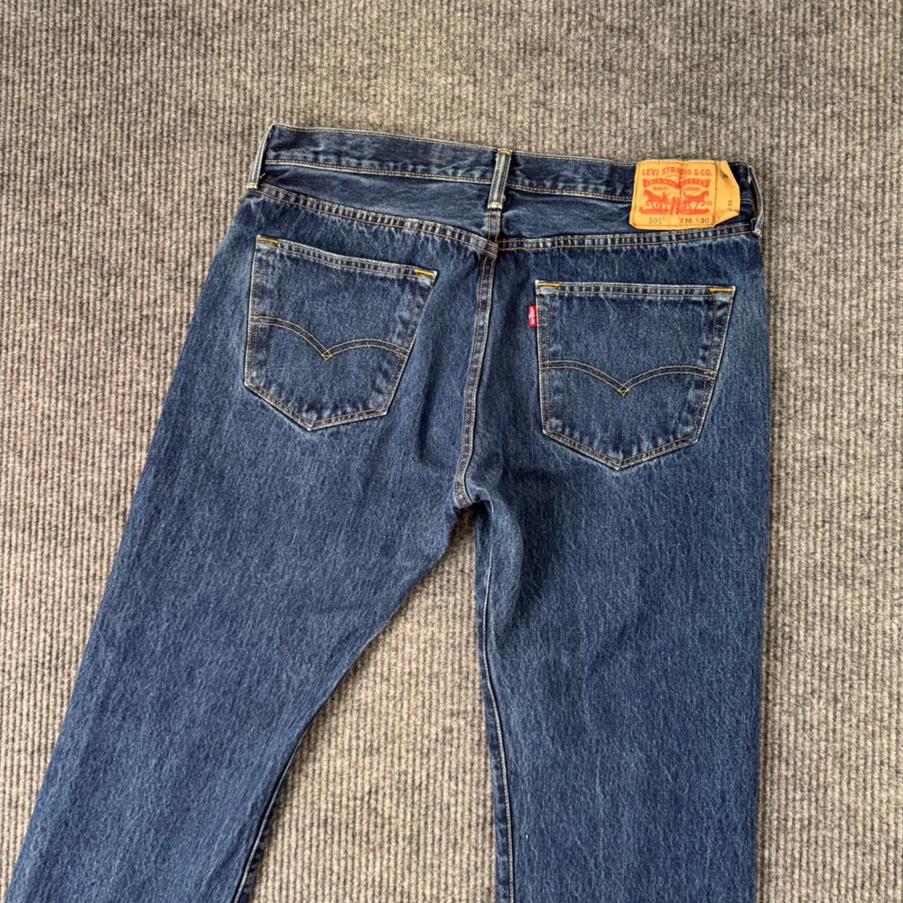 Levi's 501 Straight Leg Jeans Mens W36 L29 Dark Wash Denim Blue